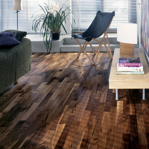 Kahrs Hartford Walnut Engineered 3-Strip Wood Flooring, Lacquered, 200x15x2423mm