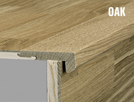 Kahrs Oak Solid Stair Nosing for 15mm Woodloc, Satin Lacquered, 35x60x1200mm