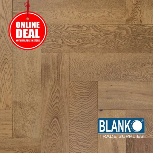 Blanko Budget Tulip Joy Engineered Oak Flooring, Smoked Stain, Brushed & Oiled, Herringbone, Rustic, 150x14x600mm