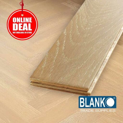 Blanko Budget Zen Petal Engineered Oak Flooring, Herringbone, Brushed & Lacquered, Smoked Grey, 90x15x400mm
