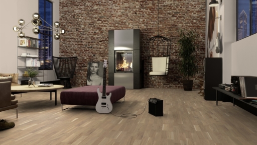 Boen Finale Oak Engineered 3-Strip Flooring, Live Pure Brushed & Lacquered, 215x14x2200mm