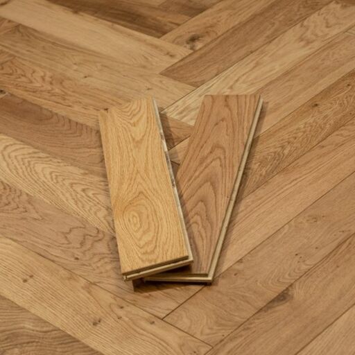 Evergreen Arden Engineered Oak Flooring, Herringbone, Natural, Brushed & Lacquered, 90x14x400mm
