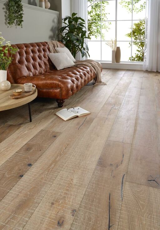 Evolve Wandsworth, Engineered Oak Flooring, Smoked Grey, Saw Mark, Distressed & Oiled, 220x15x1900mm