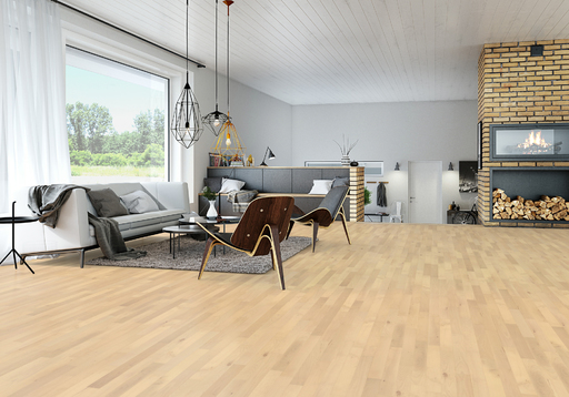 Junckers Nordic Beech Solid 2-Strip Wood Flooring, Ultra Matt Lacquered, Harmony, 129x22mm