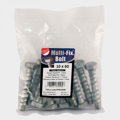 Multi-Fix Bolt M12, Hex, 10x100mm, 10pk