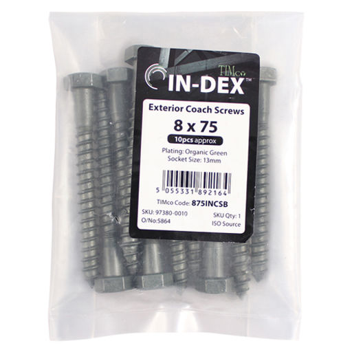 TIMco Coach Screws - Hex - Exterior - Green 6.0x50mm