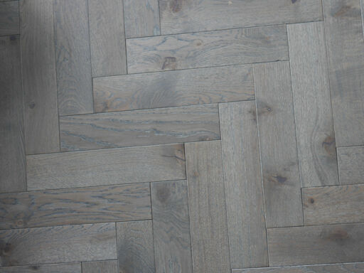 Tradition Engineered Oak Herringbone Flooring, Grey, Hardwax Oiled, 90x18x400mm