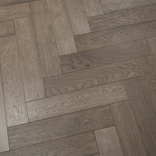 Tradition Engineered Oak Parquet Flooring, Gunmetal Grey, Prime, Brushed, Matt Lacquered, 125x18x600mm