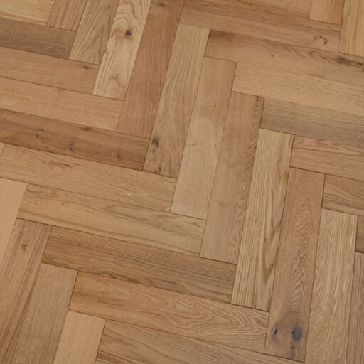 Tradition Engineered Oak Parquet Flooring, Herringbone, Natural, Brushed & UV Oiled, 90x14x450mm