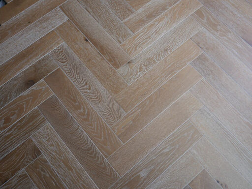 Tradition Engineered Oak Parquet Flooring, Herringbone, Natural, Smoked White, 90x14x450mm