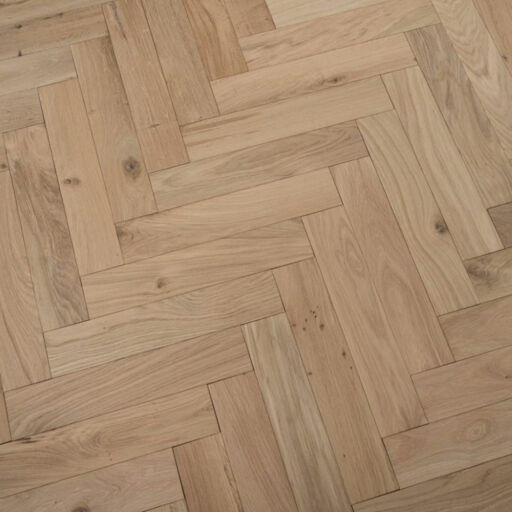 Tradition Engineered Oak Parquet Flooring, Herringbone, Natural, Unfinished 90x14x450mm