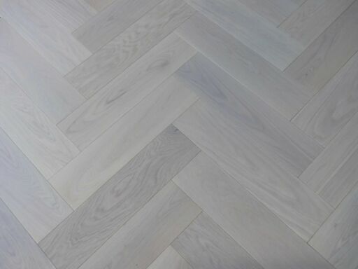 Tradition Engineered Oak Parquet Flooring, Herringbone, Prime, White Oiled, 150x14x600mm