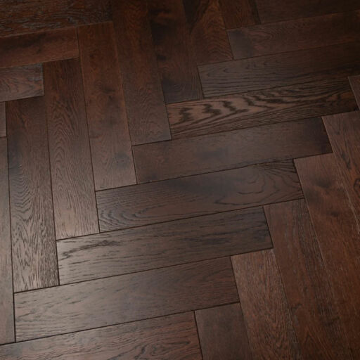 Tradition Engineered Oak Parquet Flooring, Walnut Stain, Brushed, Matt Lacquered, 125x18x600mm