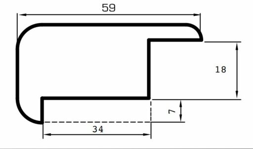 V4 Matching Lip Over Stair Nosing, 59x18x1000m